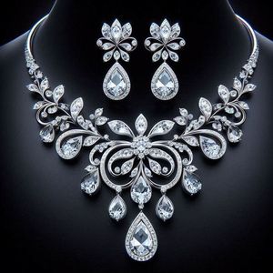 Aiguille en argent 925, boucles d'oreilles en zircon d'or blanc pour femme avec cygne et fleur incrustée de diamants - Product Image 1