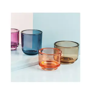 Portavelas de vidrio para decoración del hogar, portavelas de color Morandi, OEM, venta al por mayor de fábrica