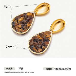 เครื่องประดับชุบทอง 14k 18k แบบไม่ก่อให้เกิดอาการแพ้ ดีไซน์สวยงาม ทำจากสแตนเลสสตีล 316L ประดับด้วยหินธรรมชาติ ต่างหูแบบห้อยสำหรับผู้หญิง - Product Image 6