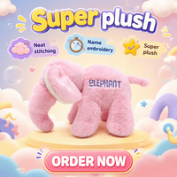 Peluche personnalisée en forme d'éléphant rose, jouet en peluche pour enfants, adorable poupée éléphant avec texte brodé personnalisé, cadeau