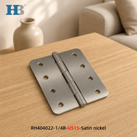 Bisagra de esquina de 4 x 4 pulgadas con radio de 1/4, US15, de acero satinado níquel, bisagra de mortaja completa para puerta interior de madera