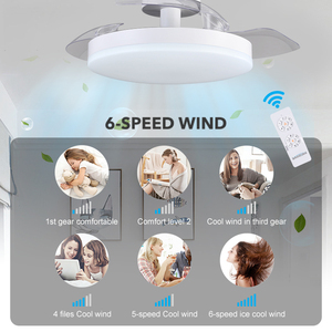 Ventilateur de plafond LED décoratif moderne pour salon BAOSHAN avec télécommande intelligente rétractable à 6 vitesses de vent, 36 pouces, DX0051T Ceili - Product Image 2