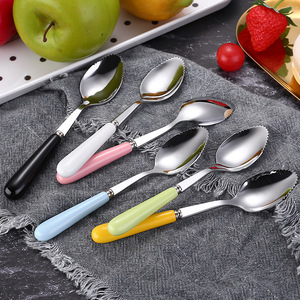 Cuchara para Frutas de Bebé de Acero Inoxidable 304, Raspador de Manzana/Kiwi, Cuchara con Revestimiento Cerámico Colorido - Product Image 3
