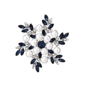 Joyería de moda chapado en rodio latón cobre flor mujeres Pin perla broche - Product Image 5
