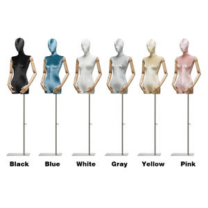 Manơcan nữ toàn thân bằng nhung, có đầu và tay bằng gỗ tháo rời, dùng trưng bày quần áo cửa hàng thời trang - Product Image 4