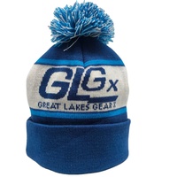 Gebreide muts met pompon, acryl jacquard, met aangepaste borduurlogo voor buitensporten