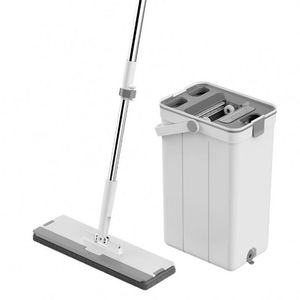 360 Magic Microfiber Flat Mop and Steel Telescopic Pole Dry and Wet Cleaning Set with Wringer Separating Bucket - Product Image 1