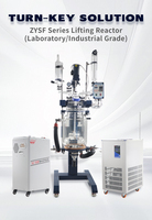 Sistema de elevación eléctrico para olla de reacción de vidrio de doble capa, inclinable y giratorio, 20L, automático, para procesamiento de materiales de alta viscosidad, PLC