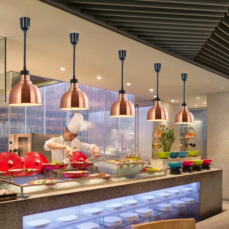 दूरबीन रसोई उपकरण फांसी खाद्य गरम दीपक बिजली के हीटर फांसी बुफे खाद्य गर्मी प्रकाश रेस्तरां के लिए