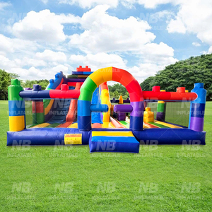 Castillo Inflable con Tobogán, Casa de Bloques de Construcción Inflables, Entretenimiento al Aire Libre, Trampolín Grande, Parque de Trampolines Inflables - Product Image 3