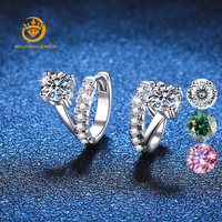 Argent 925 Original Excellente Coupe Total 1Carat Pass Diamant Test D Couleur Moissanite Boucles D'oreilles Pour Les Femmes Fine Jewelry