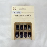 Faux ongles autocollants œil de chat squoval, 24 pièces, assortiment uni brillant, vente en gros, étiquette privée personnalisée