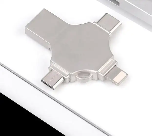 Metal USB 3.0 4in 1 bilgisayar cep telefonu U Disk, çift amaçlı U Disk, yüksek hızlı Flash sürücü