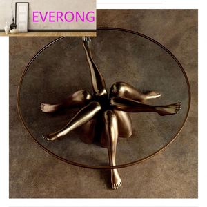 Mesa de Centro de Diseño Único Ev Factory con Tacón Grande, Estilo Nórdico, Acabado Dorado para Sala de Estar, Comedor y Hogar - Product Image 5