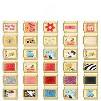 Module de breloques doré pour collier DIY, bijoux personnalisés, bague tendance, bracelet de cheville, accessoires modulaires exquis, forme quadrilatère