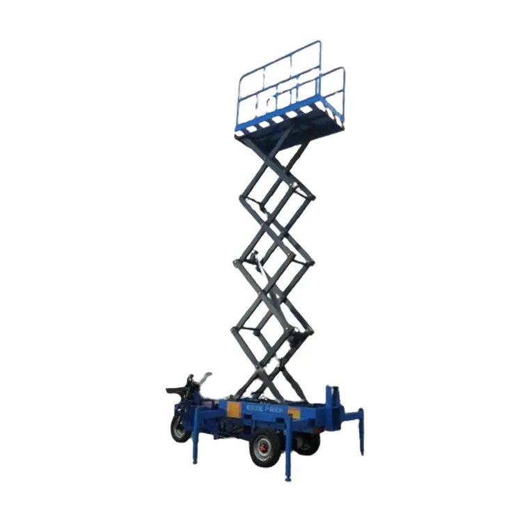 Ngoài trời sử dụng điện tự hành địa hình gồ ghề ba bánh kéo thang máy cho công việc trên không làm sạch duy trì