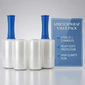 Stretch <b>Wrap</b> for Moving Heavy Duty <b>Clear</b> High Gloss Plastic <b>Wrap</b> Handles Reinforced Grade Packing Shipping Pallet Furniture - Product Image 2