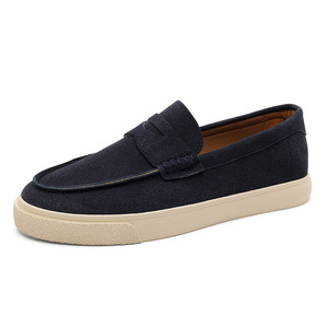 Mocassins décontractés à enfiler pour hommes, kaki, marron, noir, bleu foncé, à talon bas, semelle souple, chaussures bateau, pour le quotidien et le bureau - Product Image 5
