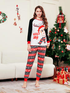 Vente <span class=keywords><strong>en</strong></span> Gros à Bas Prix Nouveauté Hiver Vêtements d'Intérieur Parent-Enfant Ensemble de Pyjama pour Femme Imprimé Noël Doux - Product Image 4