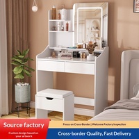 Table de maquillage HD en MDF au design moderne et épuré, avec éclairage LED, idéale pour chambre à coucher et petit appartement – Produit transfrontalier très demandé