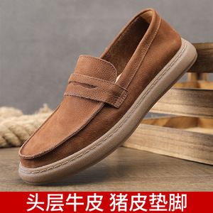 Mocassins pour hommes en faux daim, bout rond, à enfiler, semelle extérieure en caoutchouc amortie, toutes saisons, chaussures robustes - Product Image 5