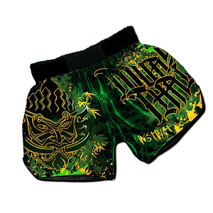 Pantalones Cortos de Muay Thai, Pantalones de Boxeo de Satén, Estampado Gráfico por Sublimación, Letras Impresas, Pantalones Cortos de Kickboxing y Artes Marciales, Venta al Por Mayor OEM - Product Image 2