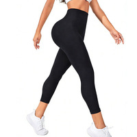 Pantalon de yoga taille haute sans coutures anti-plis pour femme, effet push-up, en Spandex/Nylon, élastique, longueur intégrale, couleur unie