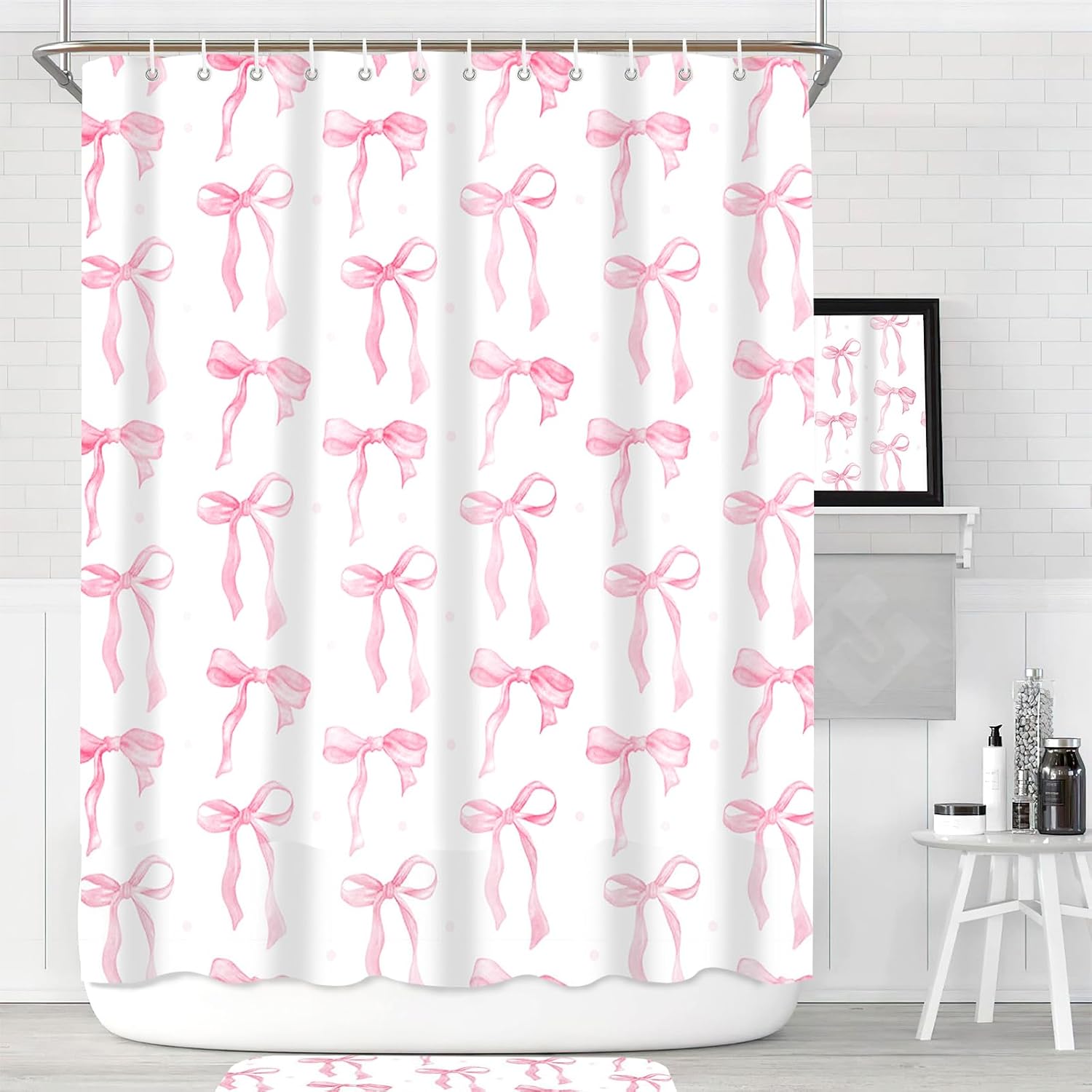 Rideau de douche rose simple 180 x 176 cm