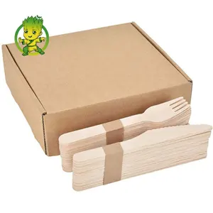 Cuillère de cuisine en bois couteau fourchette écologique jetable couverts en bois ustensiles Kit de couverts en bois