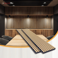 Paneles Acústicos de Madera de Alta Calidad con Diseño 3D, Paneles de Listones de Madera para Tratamiento de Sonido, Paneles de PET Insonorizantes