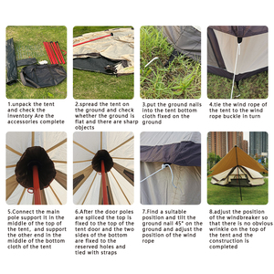 Suministro Directo de Fábrica, Carpa Yurt <span class=keywords><strong>Rizen</strong></span> RZ-YT-002 Gris, Resistente y Aislada, para las Cuatro Estaciones, para 8-10 Personas, 4x4m, 420D Oxford, para Glamping y Fiestas - Product Image 4