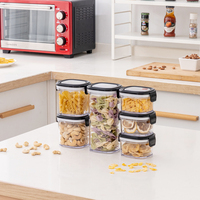 Bocaux de conservation de cuisine en plastique moulé par injection, grands, transparents, durables, carrés, avec couvercle à charnière multifonction