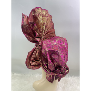 Turban en velours Aso Oke pour femmes, bonnet musulman, foulards islamiques, turban Aso Oke - Product Image 2