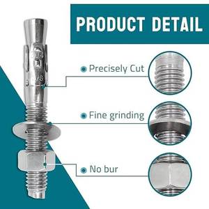 สลักยึดคอนกรีตสแตนเลสขนาด <span class=keywords><strong>3</strong></span>/<span class=keywords><strong>8</strong></span>\" x 5 นิ้ว ทนการกัดกร่อน สำหรับยึดฐานผนังปูนซีเมนต์ - Product Image 5