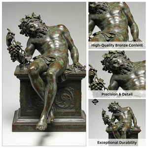Scultura in Bronzo di Dioniso in Posizione Sdraiata e Ebriata, Statua del Dio Greco per Decorazione di Giardini e Paesaggi Esterni - Product Image 4