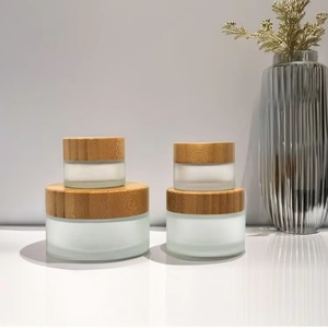 Envase de Lujo Vacío de 30ml 50ml 100ml, Frasco de Vidrio de Pared Gruesa para Crema Facial, Champú, Crema para Ojos, con Tapa de Bambú Real y Rosca Cosmética - Product Image 1