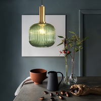 Suspension en verre côtelé de style nordique, luminaire suspendu moderne et minimaliste à tête unique pour salle à manger, comptoir de bar et décoration de café