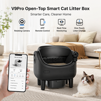Bac à litière intelligent pour chat à ouverture supérieure, caméra rotative à 360 degrés, contrôle par application, nettoyage automatique, contrôle des odeurs, matériau ABS, grande capacité