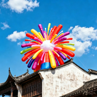 Décoration gonflable lumineuse LED hermétique pour le Nouvel An, feu d'artifice coloré personnalisé en peluche
