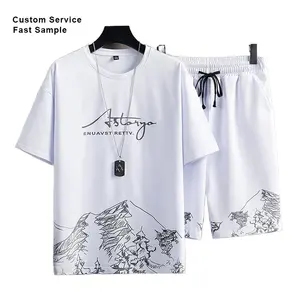 قميص ملابس رجالي 2024 قطع سريعة الجفاف من البوليستر للجنسين تي شيرت صيفي من قطعتين قميص قصير للرجال