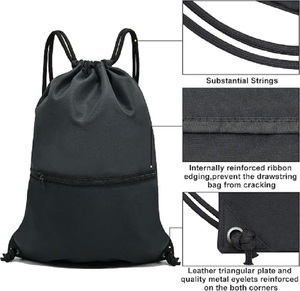 Custom Drawstring Backpack 47cm Personalized Cinch Sack Gym <b>Bag</b> Front Zip Pocket Sublimation DIY Outdoor Hiking Travel 4 Colors - Product Image 3