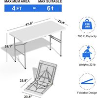 Table rectangulaire pliable en plastique LuckyOCT 4 pieds (122x60cm) moulée par soufflage pour intérieur et extérieur