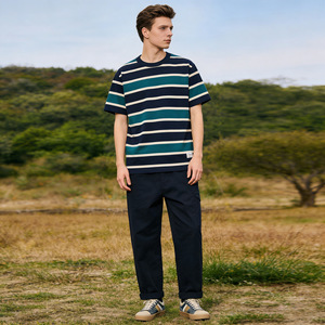Nuova T-shirt Estiva da Uomo a Righe <span class=keywords><strong>Breton</strong></span>, 100% Cotone, Casual, Multicolore, Collo Tondo, Vestibilità Ampia, Vendita all'Ingrosso - Product Image 1