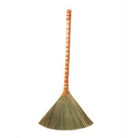 Nouvelle balayette en miscanthus faite à la main pour la maison, balai d'extérieur à poils doux anti-adhérents, manche de style ancien pour cour