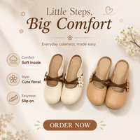 Mules à bout fermé à brides croisées florales pour femmes, vente en gros directe usine, chaussures plates à enfiler à semelle souple, chaussures décontractées d'extérieur