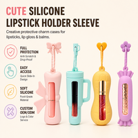 Étui en silicone écologique pour rouge à lèvres, anti-rayures, portable, support de rangement pour baume à lèvres suspendu, porte-clés