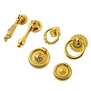 European Style Zinc Alloy <b>Drawer</b> Ring Handle <b>Gold</b> Finish Durable Cabinet <b>Pull</b> Single Hole Installation - Product Image 5