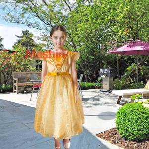 Robe de fête pour enfants, nouvelle conception MS, robe de princesse reine des neiges jaune, costume Elsa pour filles - Product Image 1