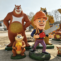 Estatuas de Fibra de Vidrio de Tamaño Real Personalizadas, Ecológicas, Resistentes al Agua, Pintadas, de los Osos Boonie, para Parques de Diversiones y Centros Comerciales