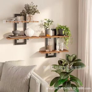 Cross-border wooden bathroom storage rack, kitchen and living room <b>wall</b>-<b>mounted</b> washbasin cosmetic <b>wall</b> multi-functional <b>shelf</b> - Product Image 4